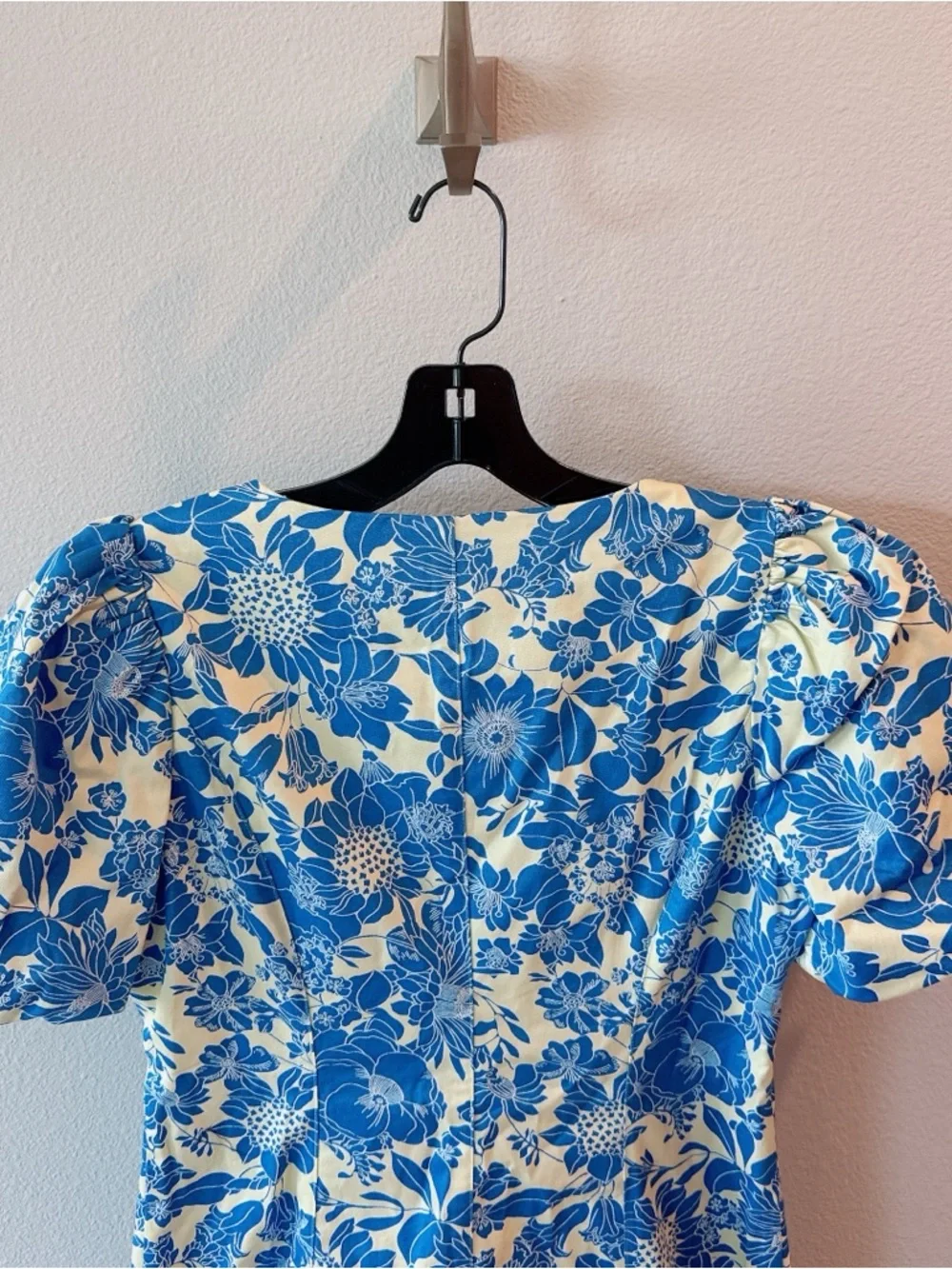 NWT J.CREW BUTTON-FRONT PUFF-SLEEVE MINI DRESS IN BLUE FLORAL